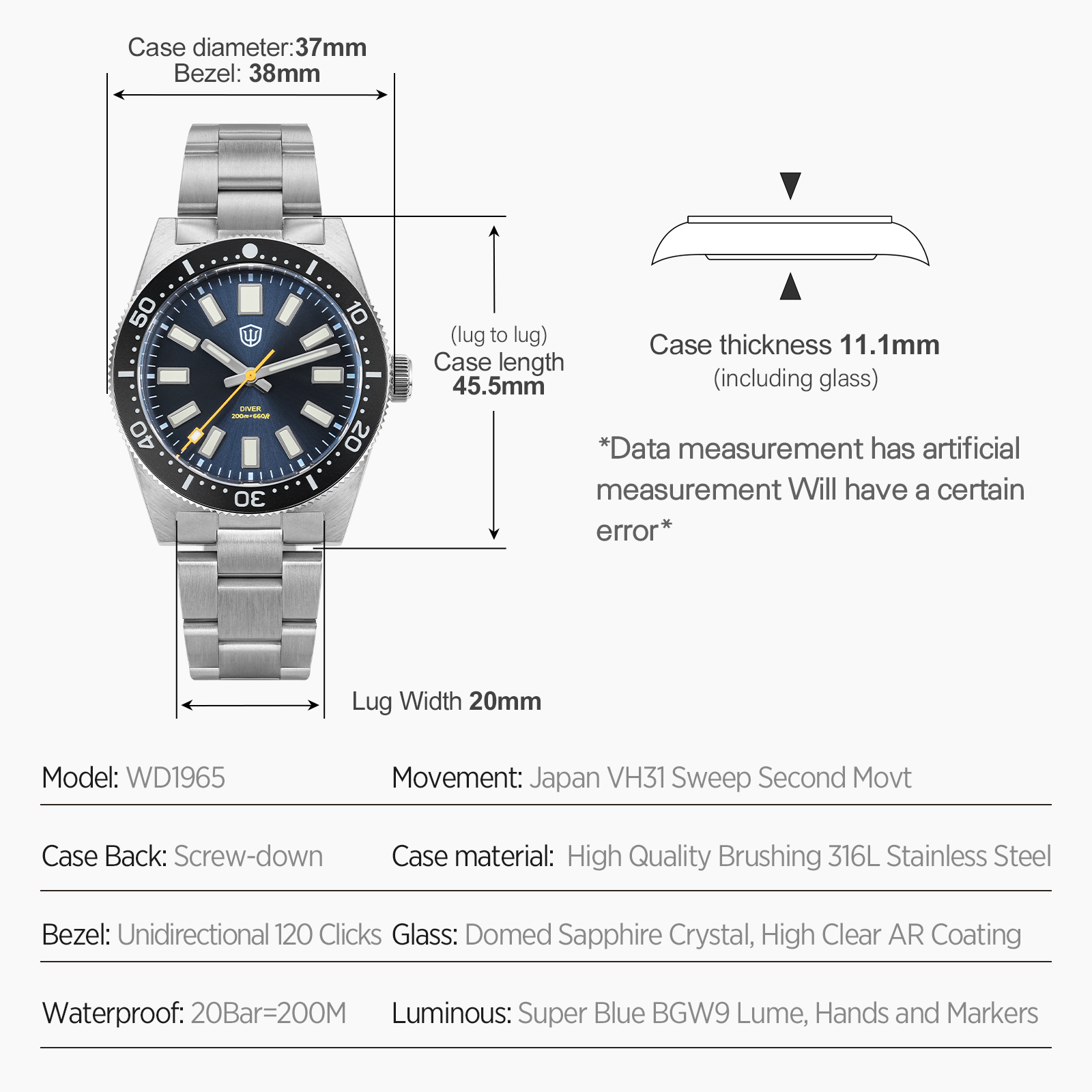 Jam Tangan Pria Watchdives 37M - Men'S Accessories Jewelry ulasan dan harga